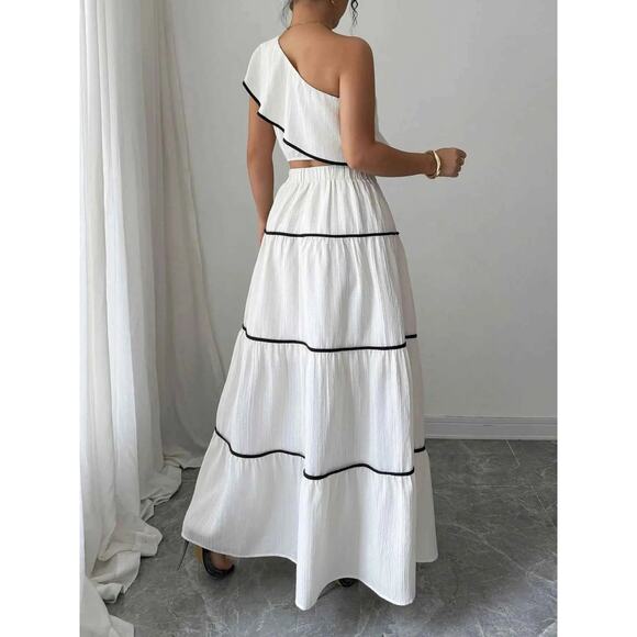 One-Shoulder Ruffle Top and Skirt Two-Piece Set - Picture 5 of 5